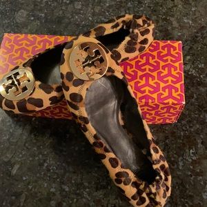Tory Burch size 7 leopard ballet flats barely worn